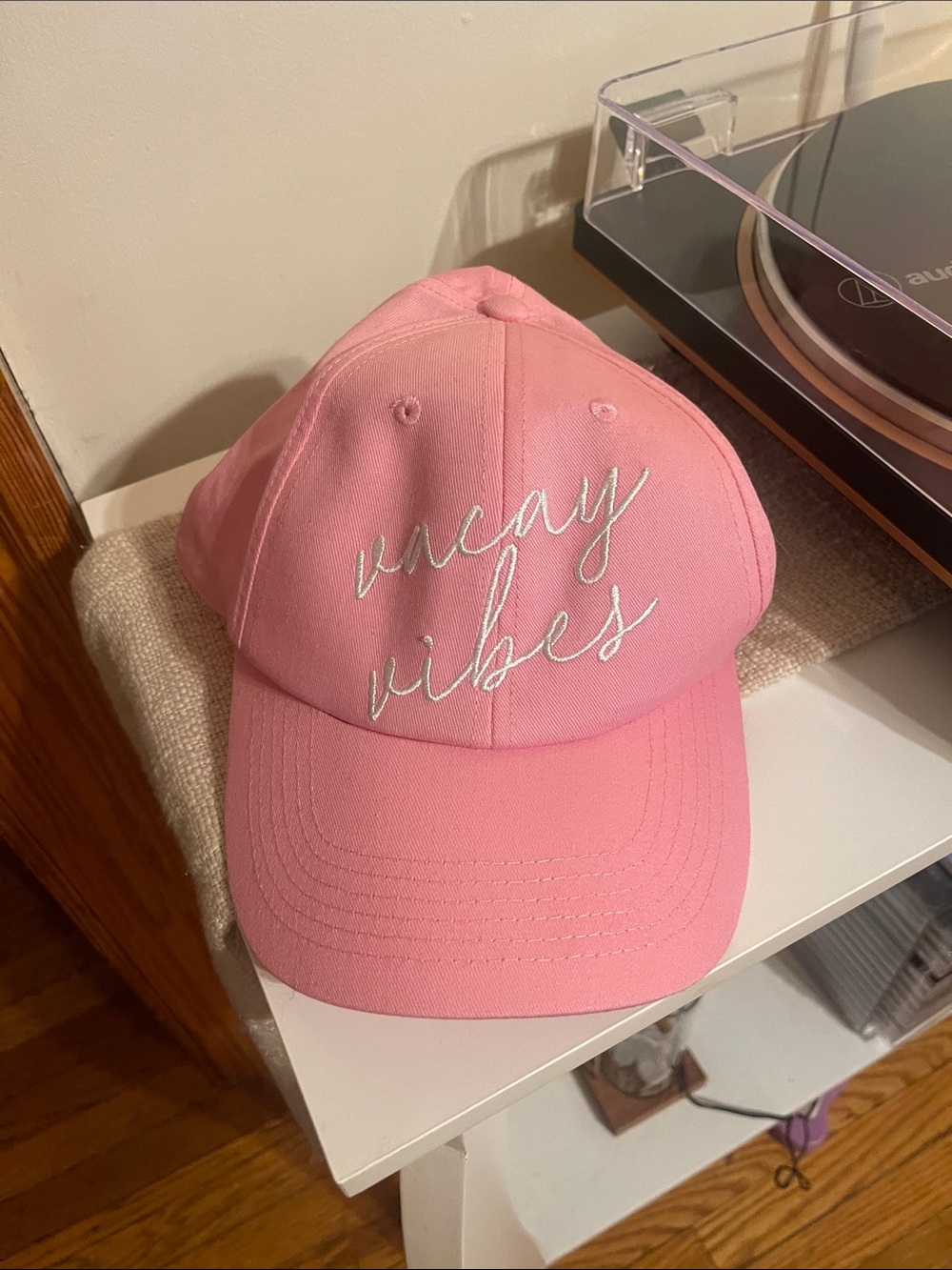 Brand New Pink "Vacay Vibes" Embroidered Baseball Cap